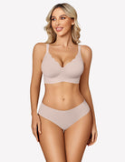 Seamless wireless push-up bra, light nude, scalloped scoop cups and smooth band