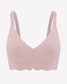 Light pink seamless wireless bralette with V-neck and adjustable shoulder straps