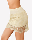 Lace underskirt half slip in cream, scalloped lace trim and fitted silhouette