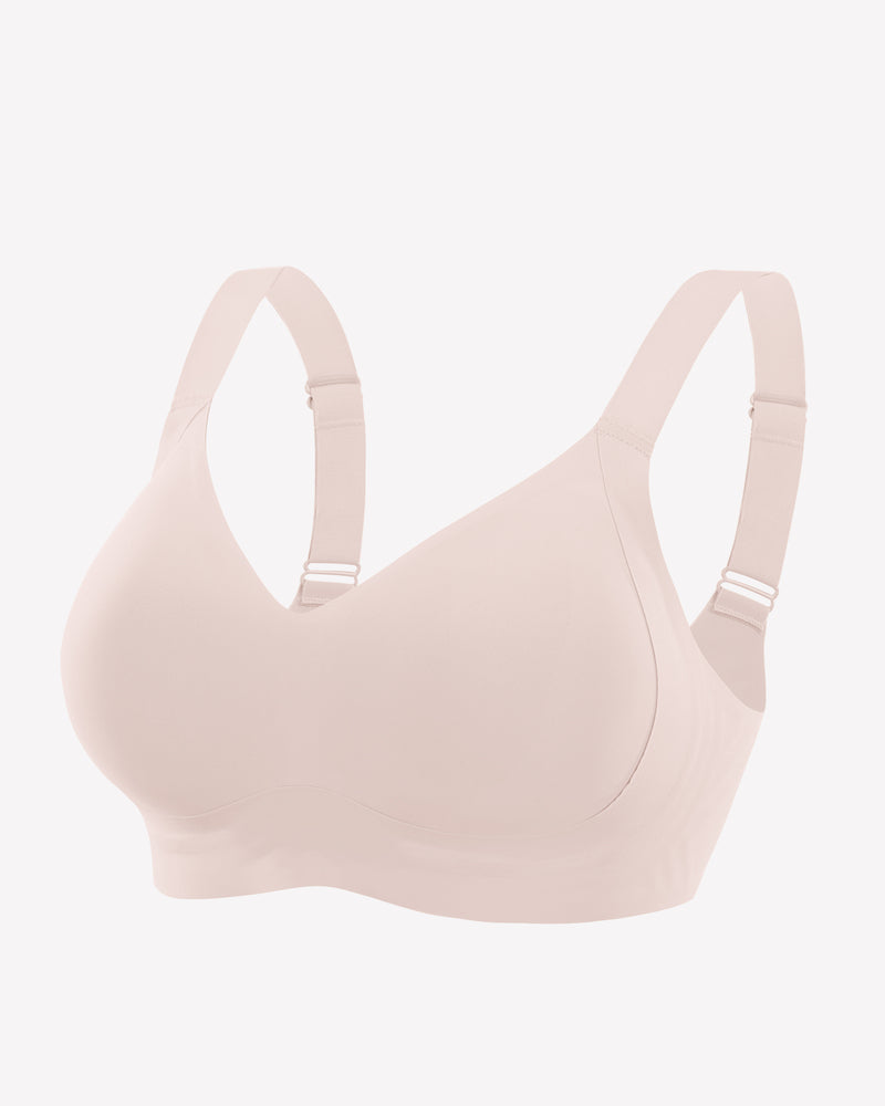 Seamless push-up bra without underwire, lilac, smooth molded cups and wide band