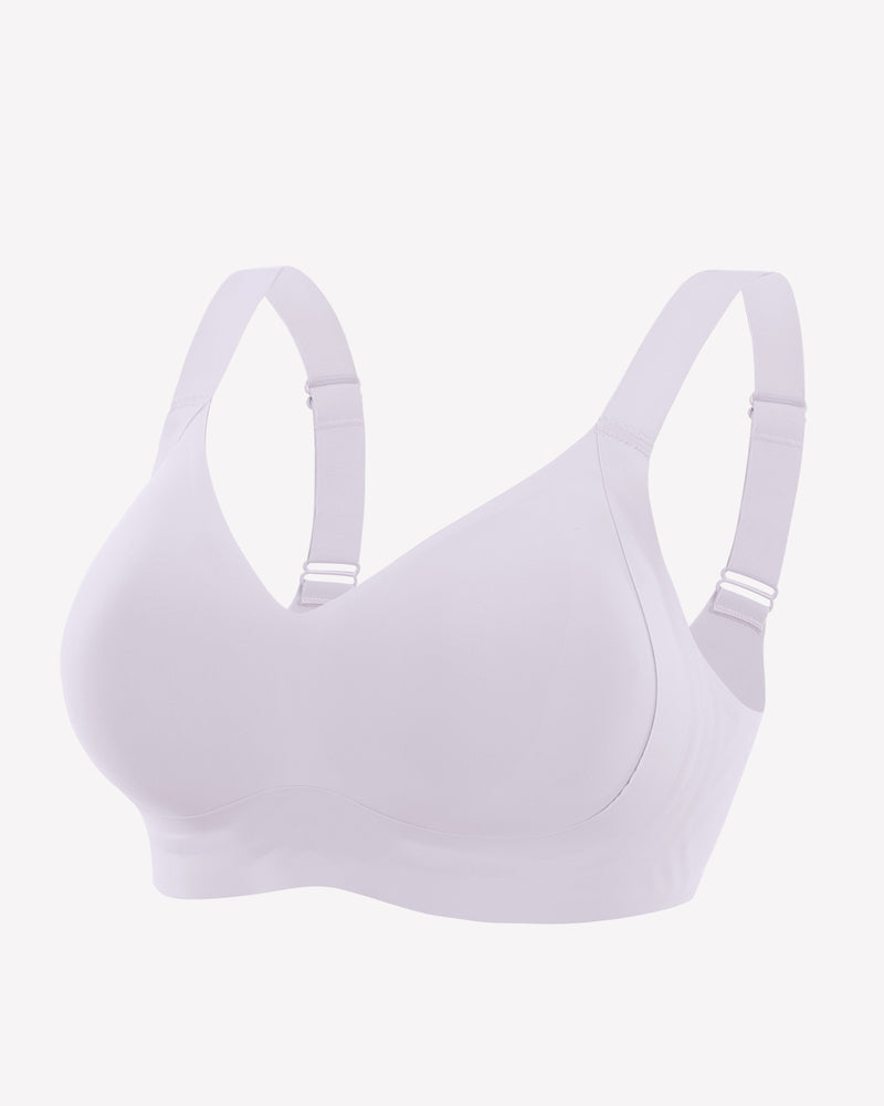 Seamless push-up bra without underwire, lilac, smooth underband and padded cups