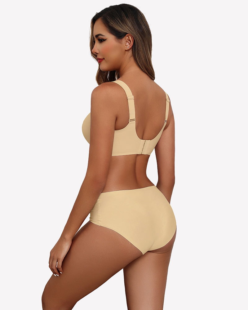 Wheat seamless wireless push-up bra, racerback style with smooth back panel
