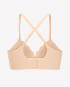 Nude seamless wireless push-up bra front with hook-and-eye closure