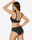 Black wireless push-up bralette back view with adjustable straps