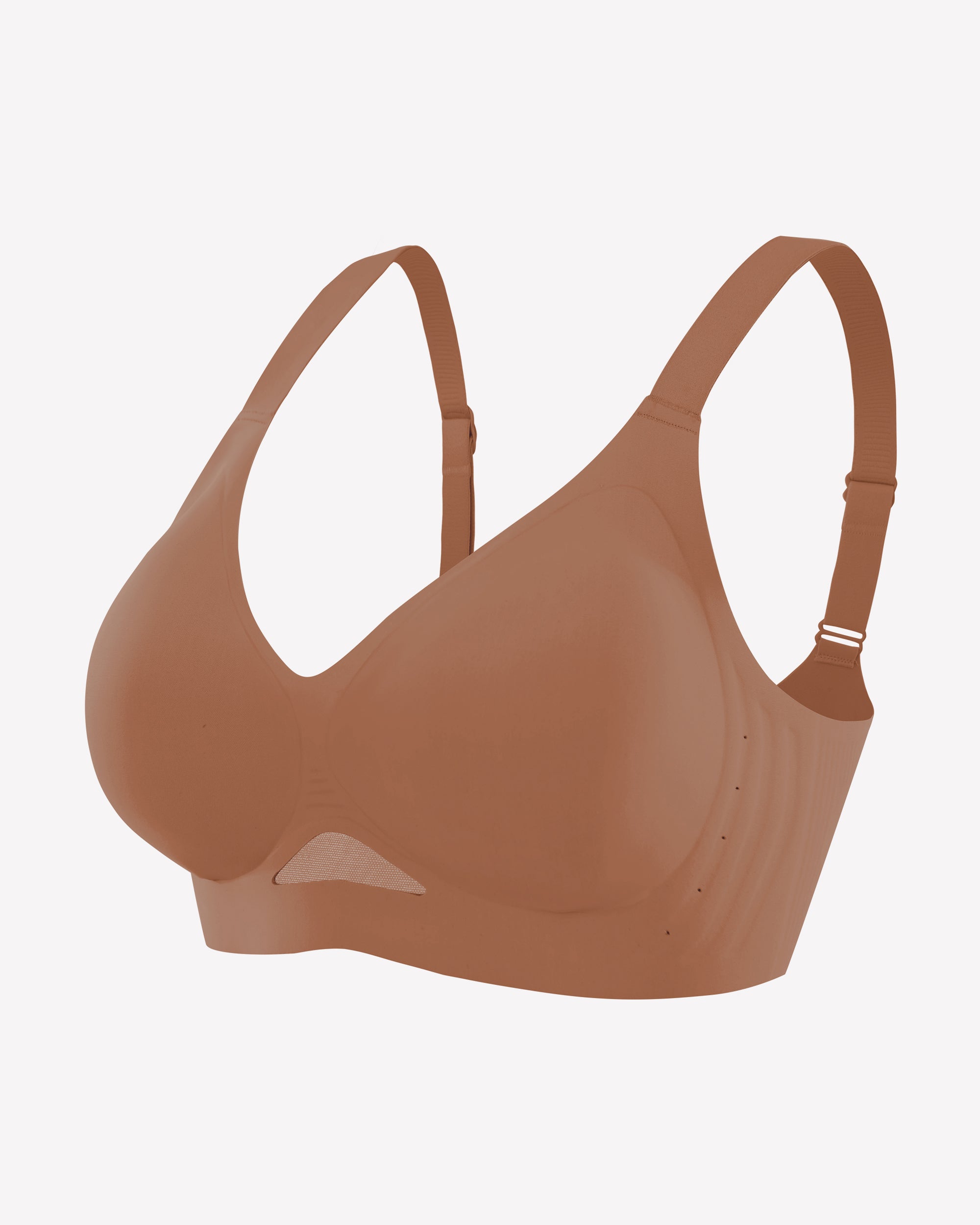 Seamless push-up wireless bra, nude-brown, product-only view with contoured cups