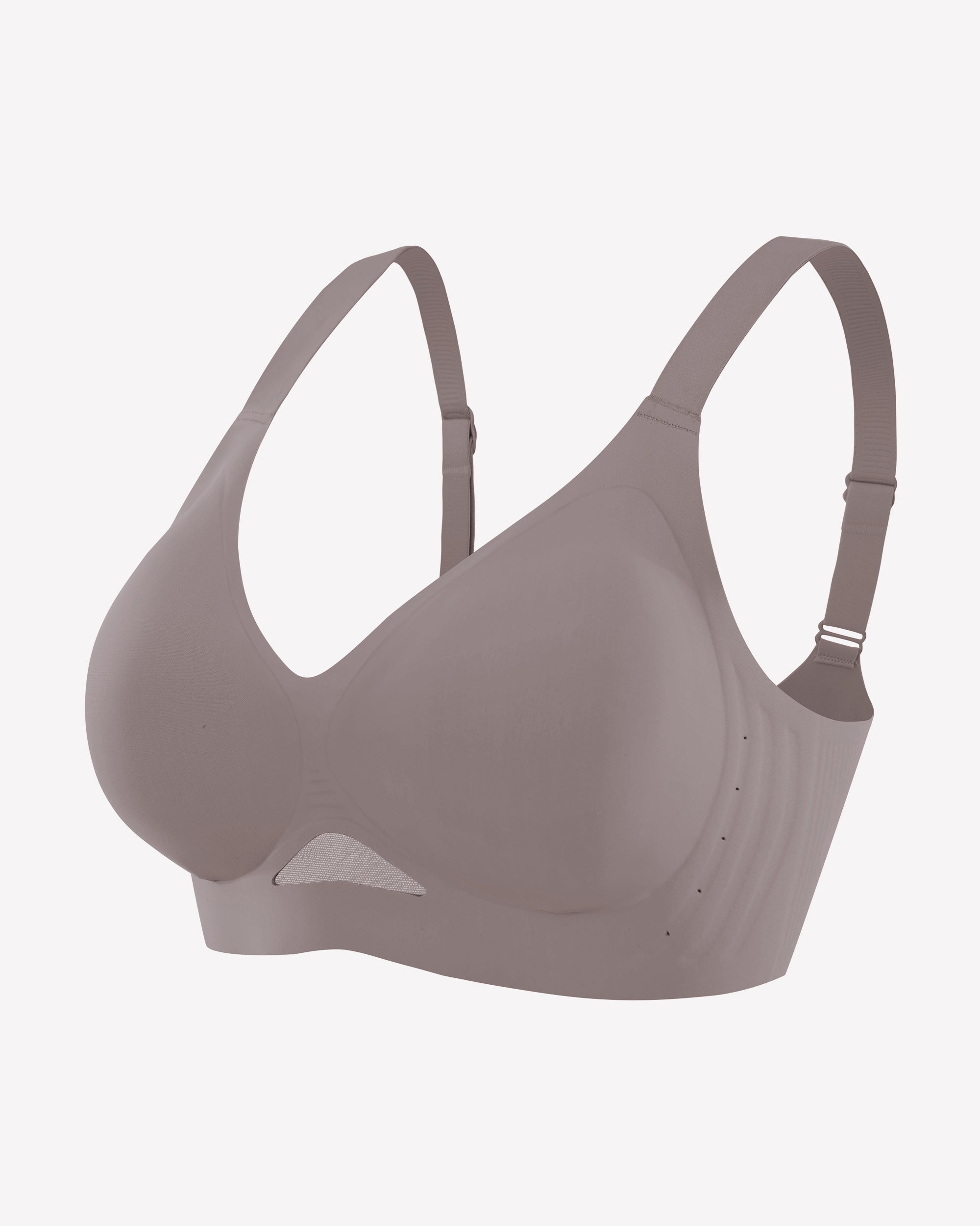 Seamless push-up wireless bra, gray, product-only view with contoured cups and wide band