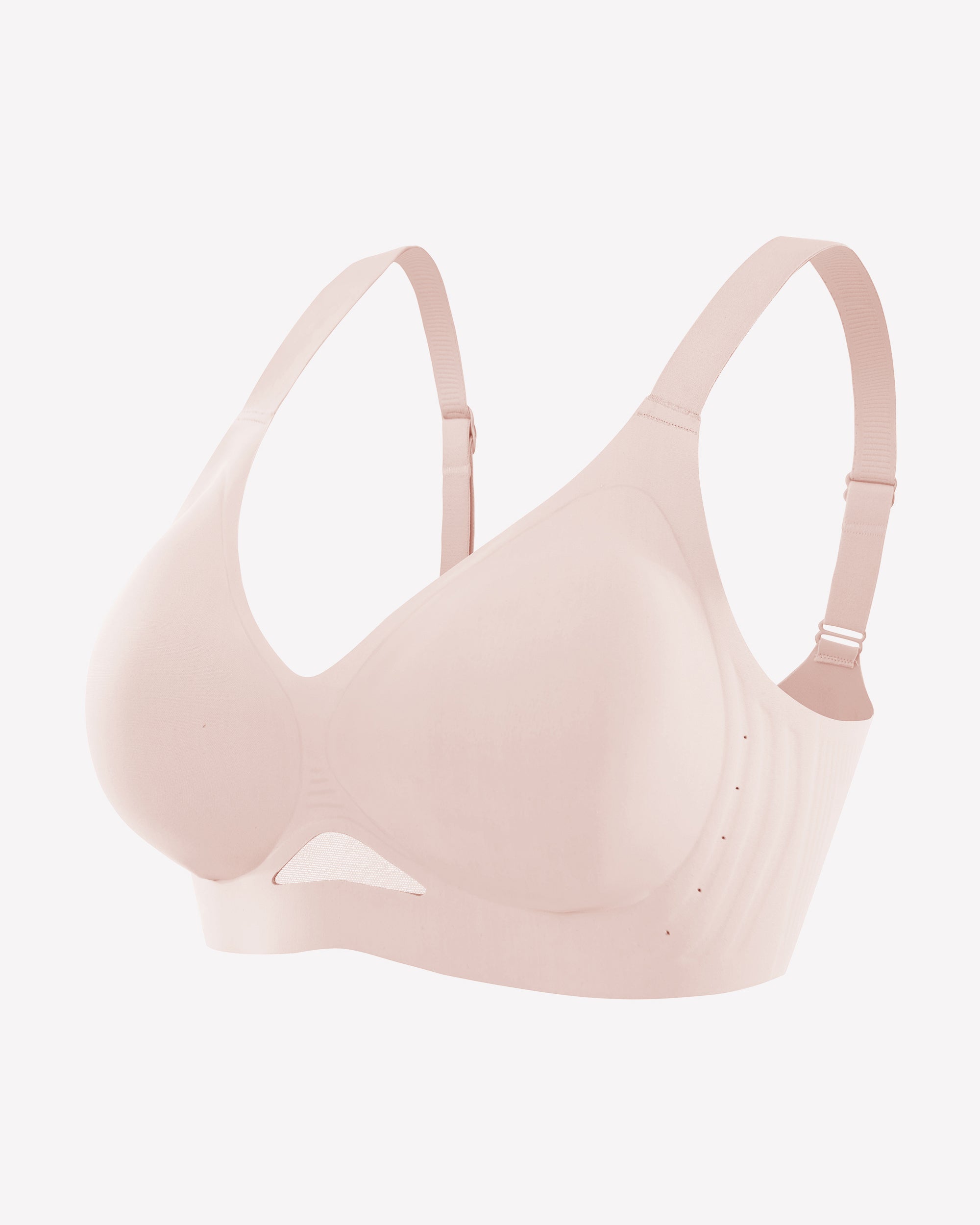 Nude seamless wireless push-up bra, adjustable straps, molded cups