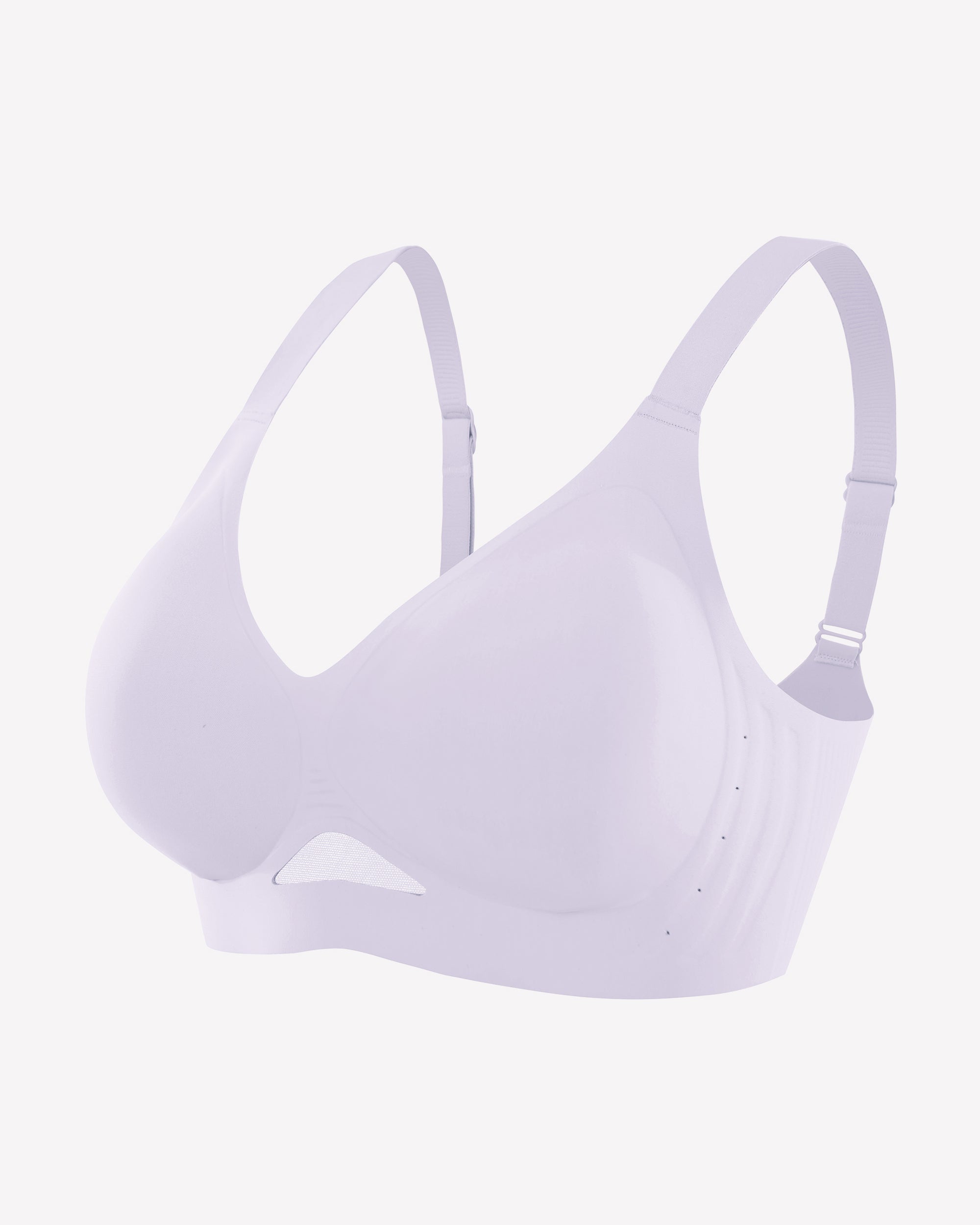 Lavender seamless wireless push-up bra with molded cups and wide straps
