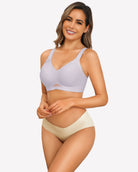 Lilac seamless wireless push-up bra with molded cups and adjustable straps