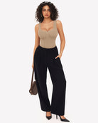 Black square-neck sleeveless bodysuit