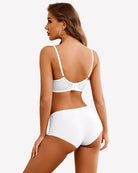 Lace demi push-up underwire bra back view in white with adjustable straps