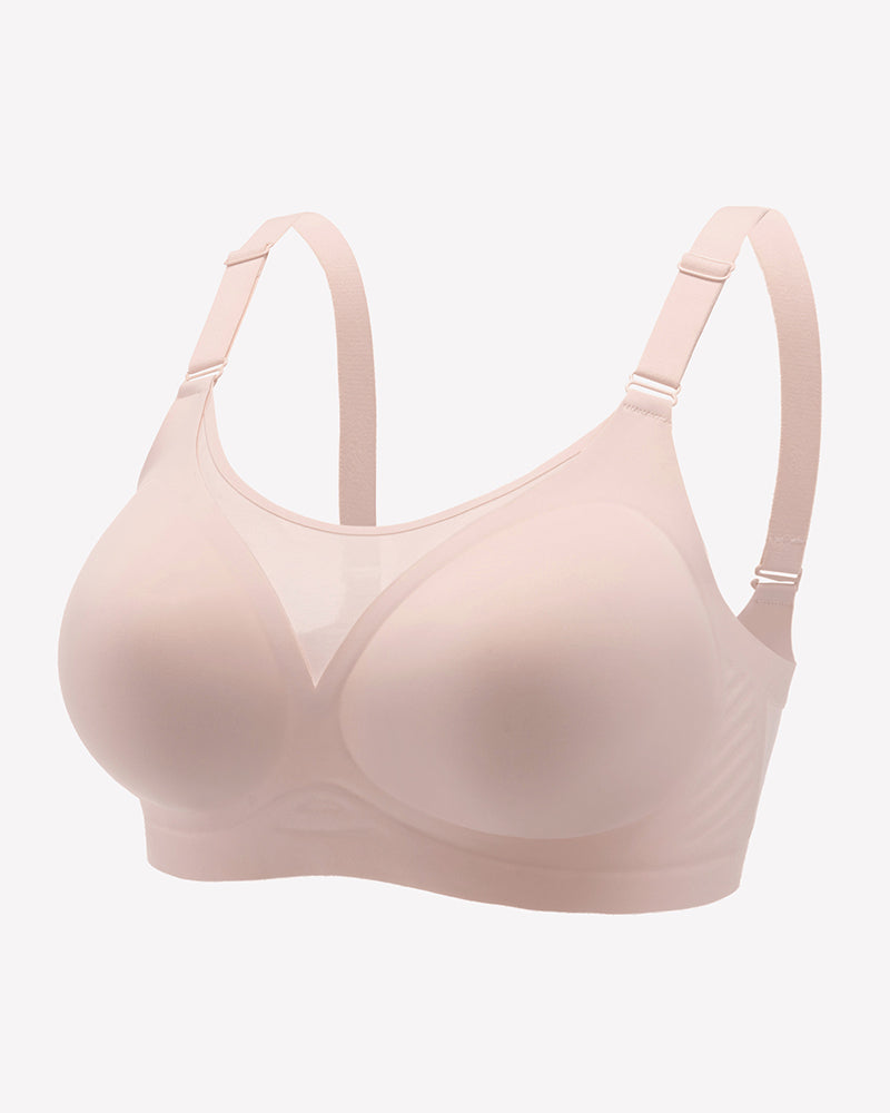 Seamless push-up full coverage bra, light pink, adjustable shoulder straps