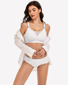 White seamless push-up full-coverage bra with mesh inset and adjustable shoulder straps