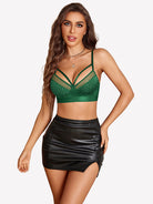 Unlined rhinestone wireless bralette in green with rhinestone dotted cups