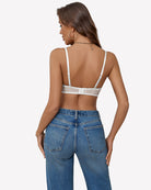 Full coverage mesh underwire bra, white racer back with adjustable straps