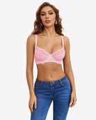 Underwire lace mesh bra in light pink with lace cups and underwire