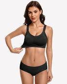 Wireless push-up bra, black, no underwire, smooth cups with wide straps