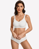 Wireless push-up bra in white, wide straps and smooth under-bust band