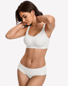 Wireless push-up bra, white, no underwire, smooth cups with wide straps