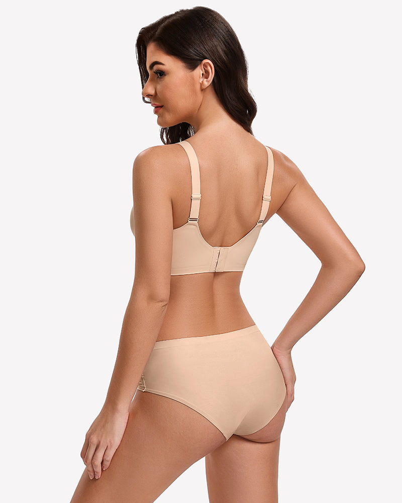 Nude seamless wireless push-up bra with wide back straps