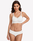 White seamless wireless push-up bra with thin straps and molded cups