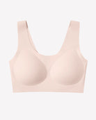 Wireless seamless no-underwire bra in nude pink, seamless scoop-neck design