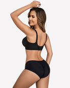Full coverage wireless bra, black with racerback straps and smooth matching band