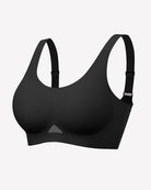 Black wireless jelly bra with U-neck and wide back straps.