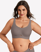 Wireless jelly bra, U-neck seamless padded bralette in gray