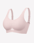 Pink wireless jelly bra, U-neck seamless padded bralette with wide racer straps