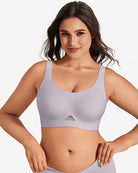Wireless jelly bra, U-neck seamless padded bralette in lilac