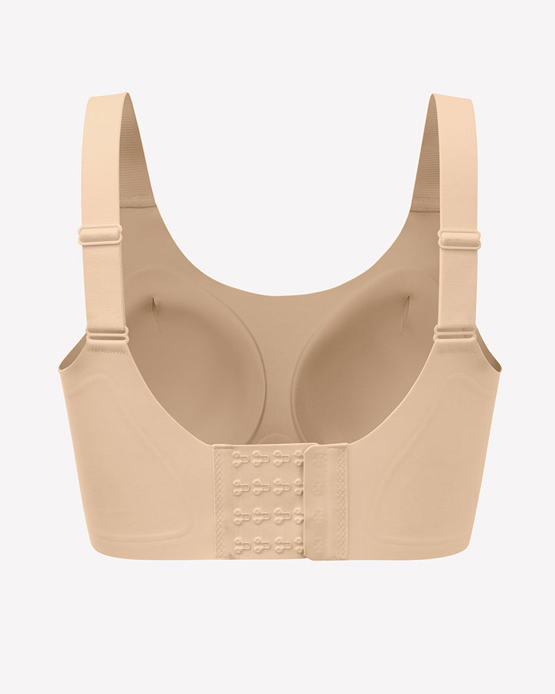 Wireless jelly bra, U-neck seamless padded bralette in nude beige