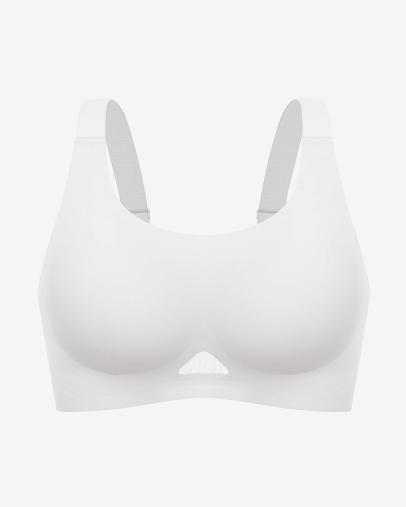 Wireless jelly bra, U-neck seamless padded bralette, white
