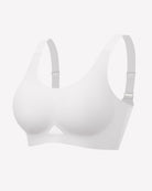 Wireless jelly bra, U-neck seamless padded bralette with adjustable straps, white