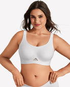 Wireless jelly bra, U-neck seamless padded bralette in white