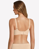 Wireless seamless bralette in nude beige, back view with adjustable straps and smooth band.