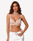 Underwire scalloped lace mesh V-neck bra, unlined, white color.