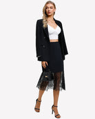 Black lace half slip underskirt with layered lace hem detail.
