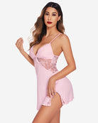 Light pink lace babydoll chemise, low scoop back with lace trim