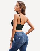 Two-layer push-up bustier bralette, black lace back with thin adjustable straps