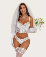 Ensemble soutien-gorge push-up en dentelle 2 pièces et culotte assortie