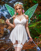 White lace babydoll with underwire cups and floral lace bodice details