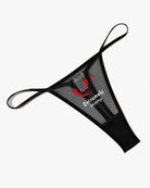 Black sheer mesh t-back thong with thin cross straps and open back