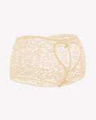 Ivory lace high-waist boyshort panties with scalloped lace trim and keyhole front