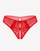 Red mesh panties with lace front and bow detail
