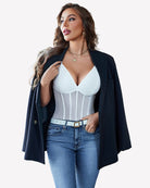 White mesh bustier cami bodysuit with underwire cups and sheer vertical sections
