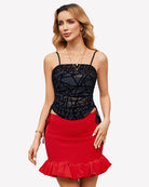 Black mesh sheer tank top with ruched front and side drawstrings