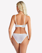Mesh cut-out bra and panty set, white back view
