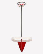 Men's low-rise red thong with matching bow tie and white waistband trim