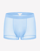 Men's mesh boxer briefs, light blue, breathable stretch trunk style with front panel